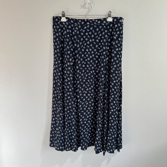 Vintage 90s Y2K Liz Claiborne Skirt L Navy Blue White Nautical Anchors Boats - Picture 1 of 8
